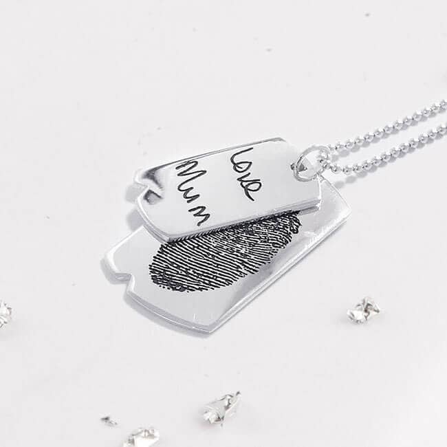 Fingerprint Double Dog Tag Necklace And Chain
