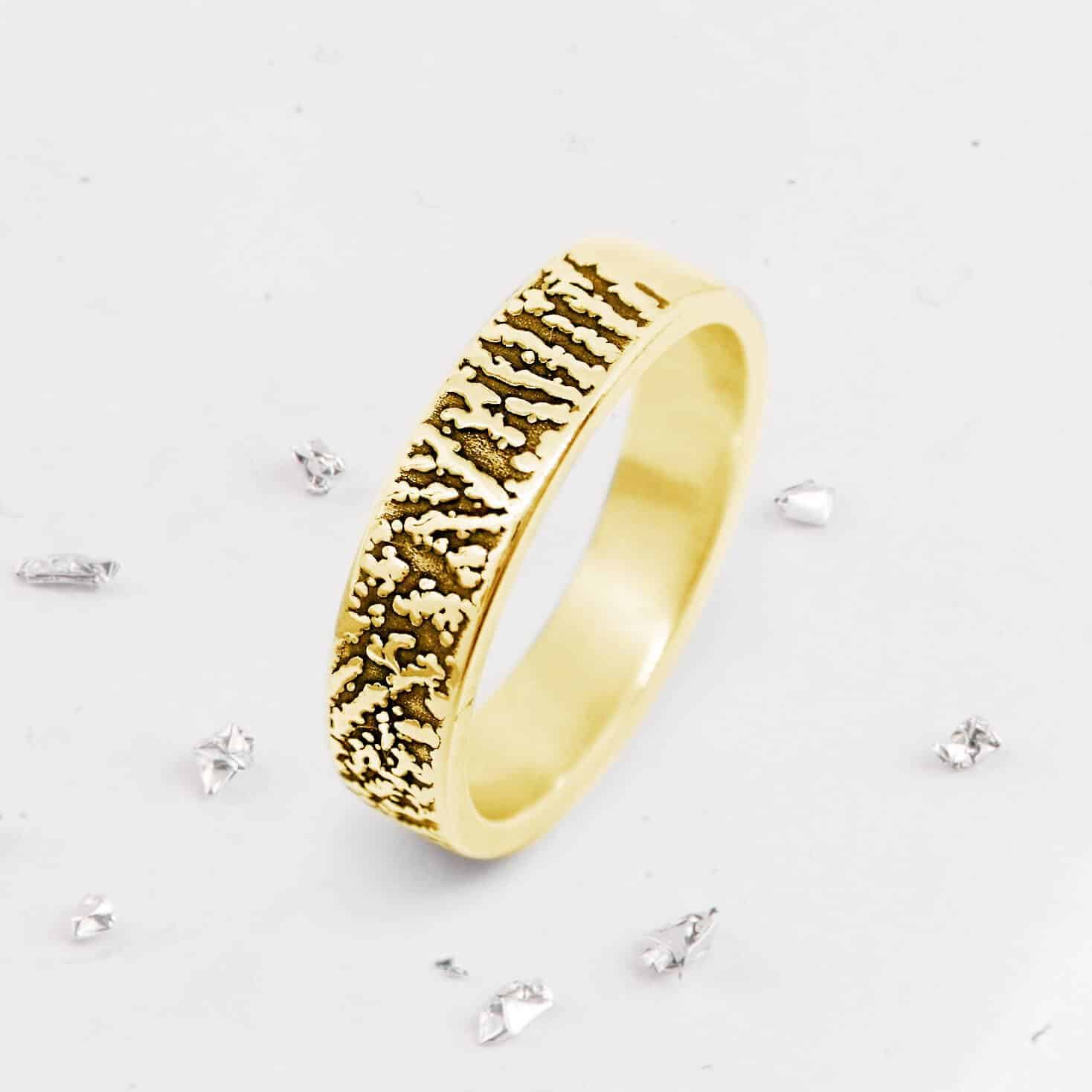Gold Fingerprint Band Ring