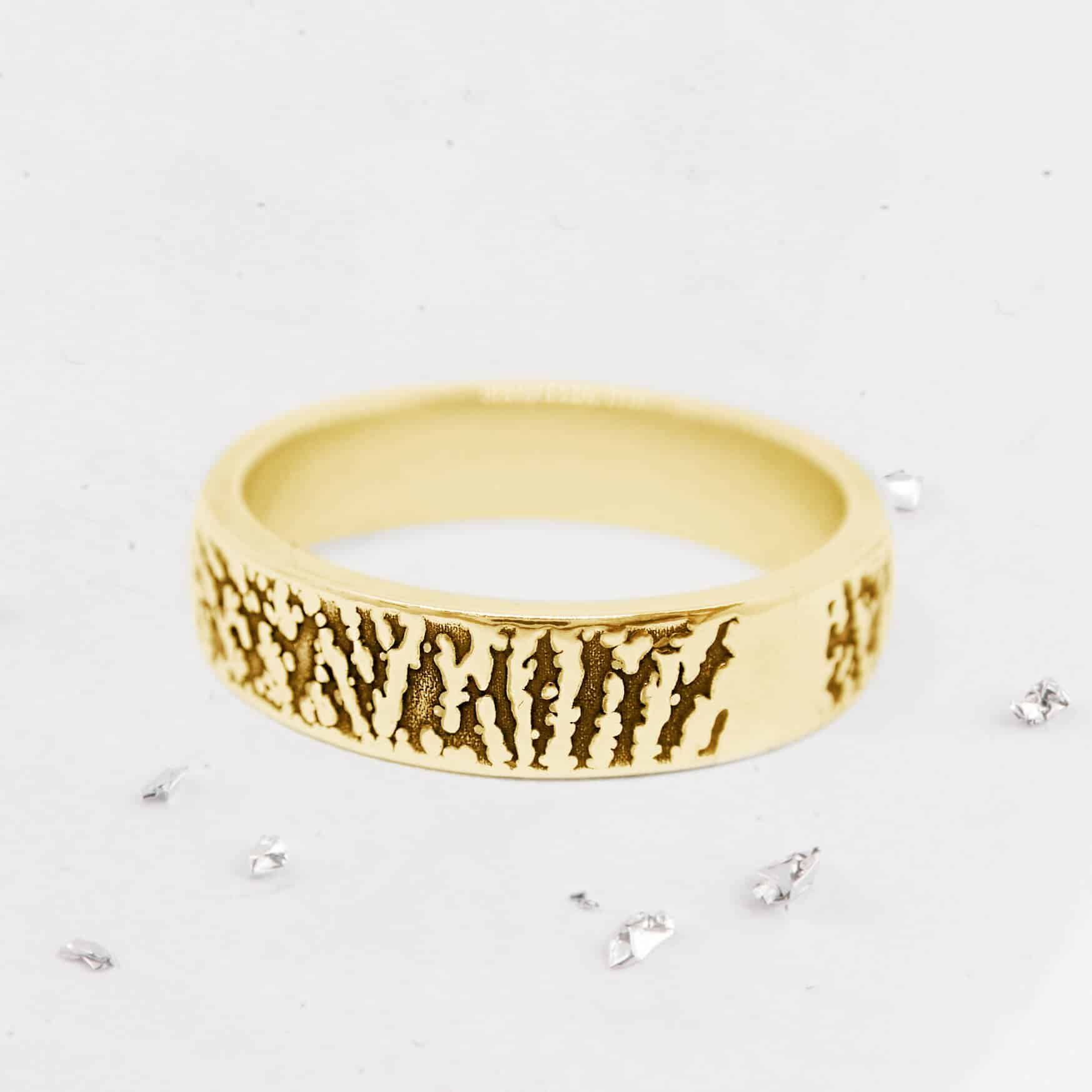 Gold Fingerprint Band Ring