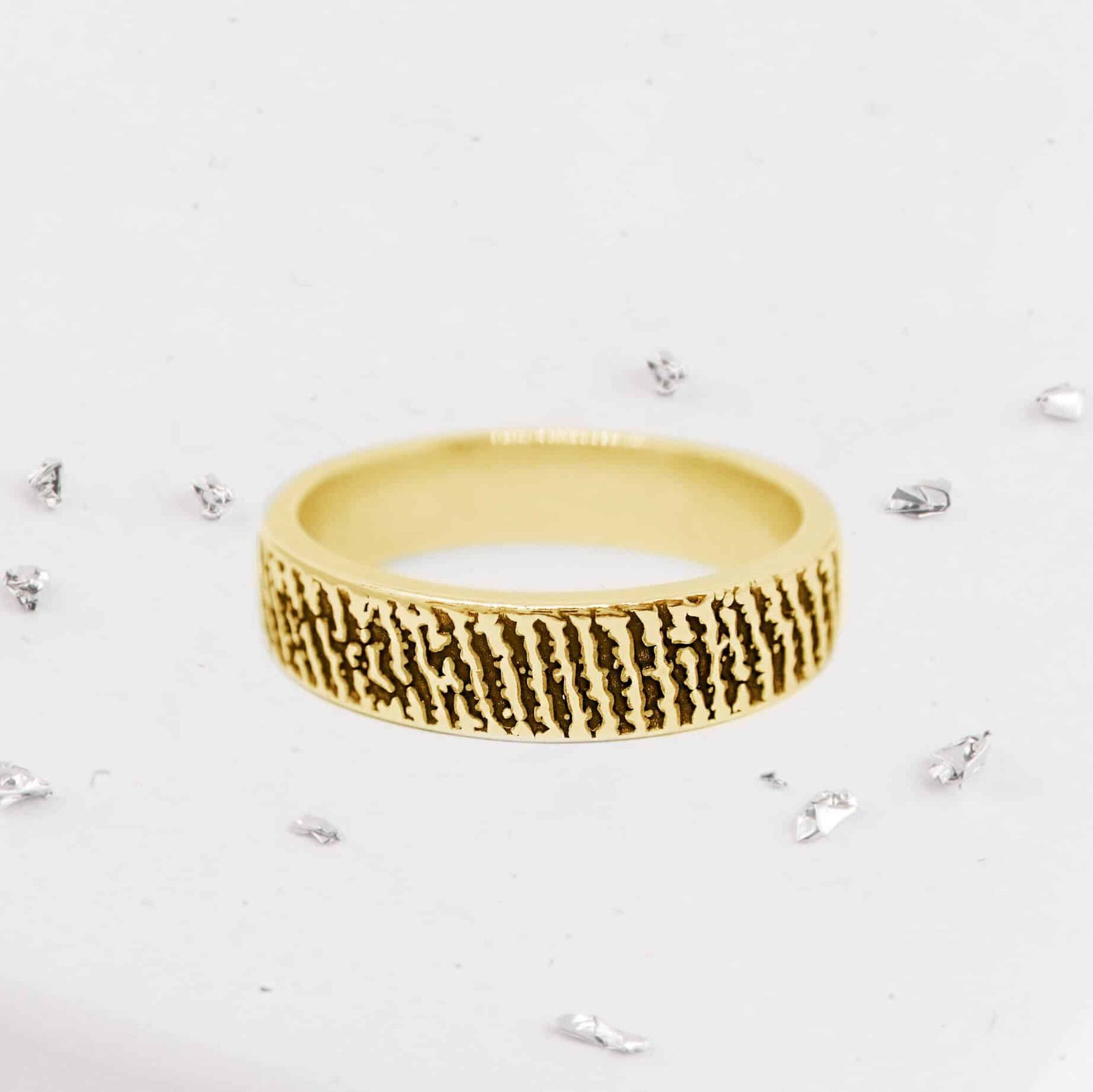 Gold Fingerprint Band Ring