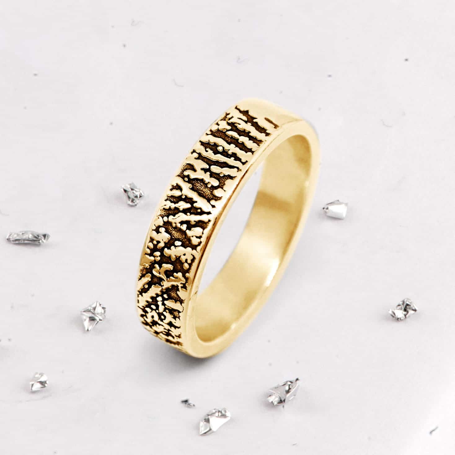 Gold Fingerprint Band Ring