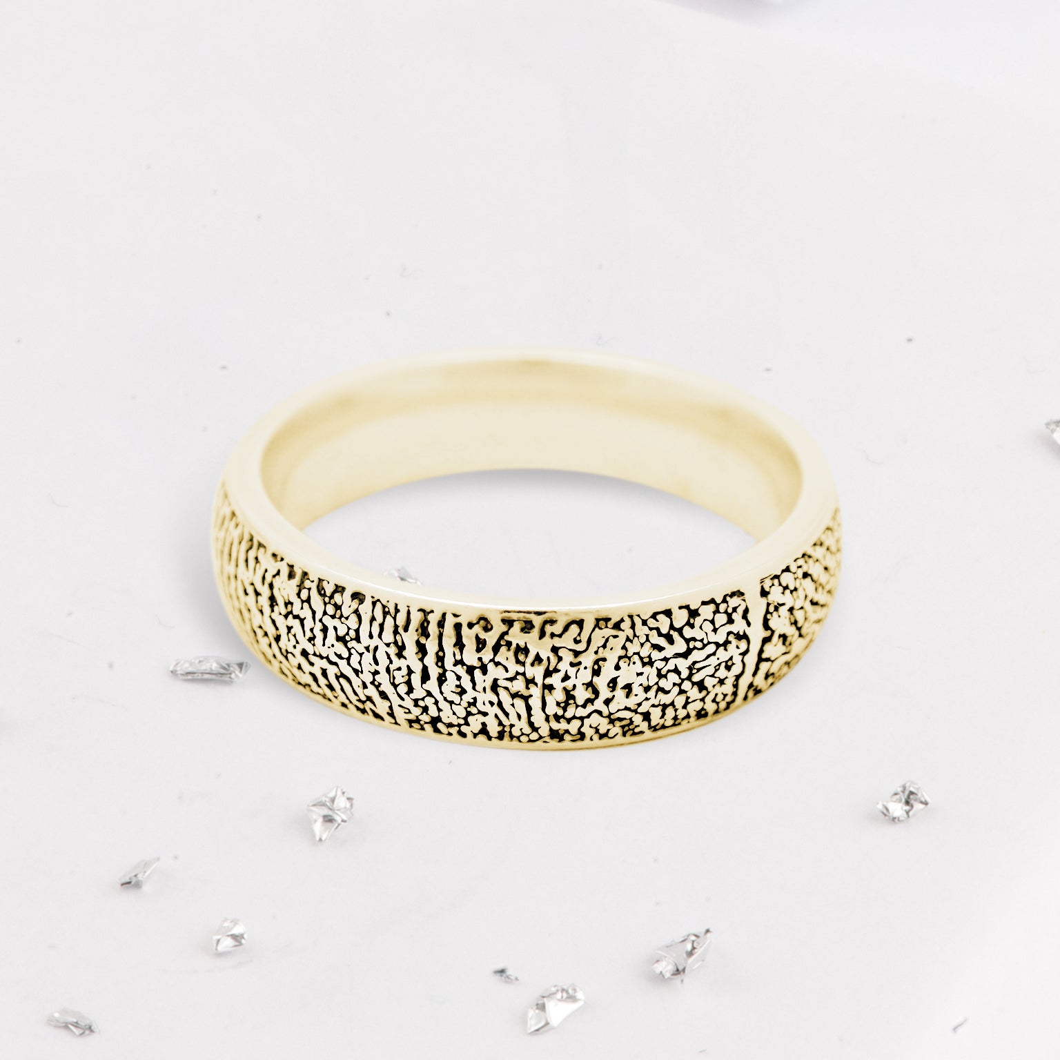 Gold Fingerprint Court Ring