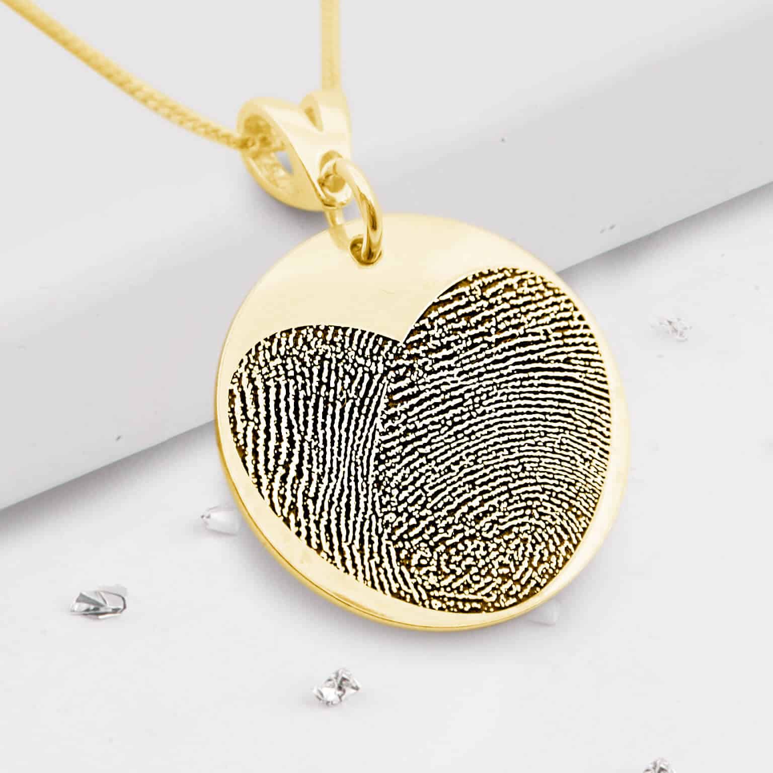 Gold Fingerprint Round Pendant