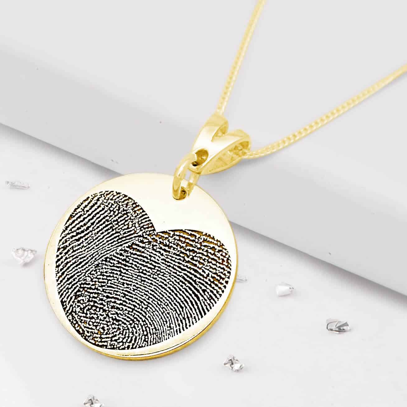 Gold Fingerprint Round Pendant