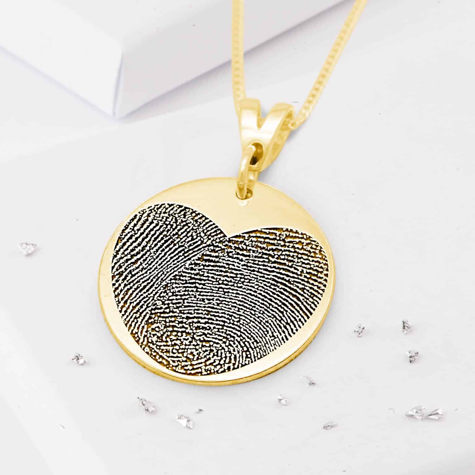 Gold Fingerprint Round Pendant