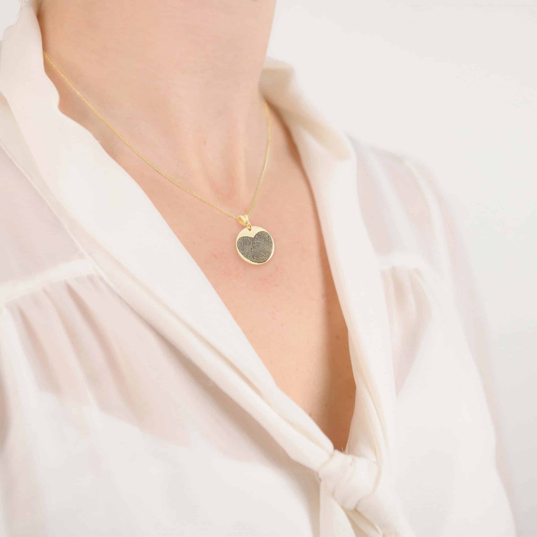 Gold Fingerprint Round Pendant
