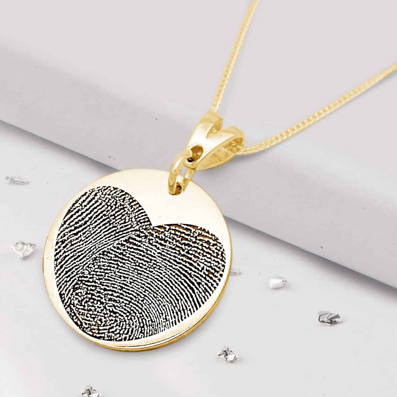 Gold Fingerprint Round Pendant