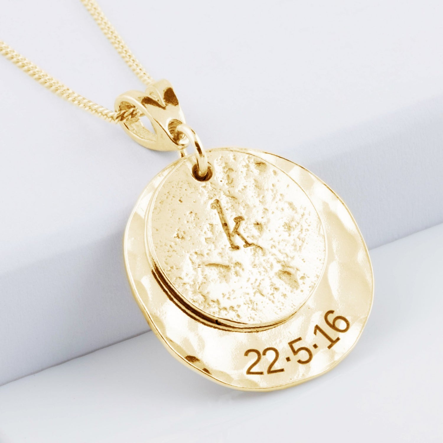 Gold Imprinted Initial & Message Pendant
