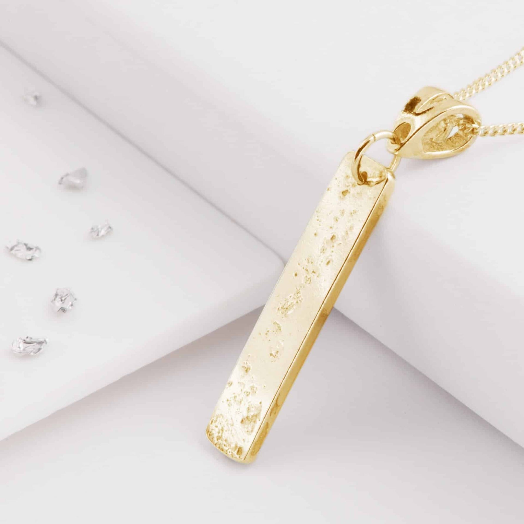 Gold Imprinted Oblong Bar Pendant