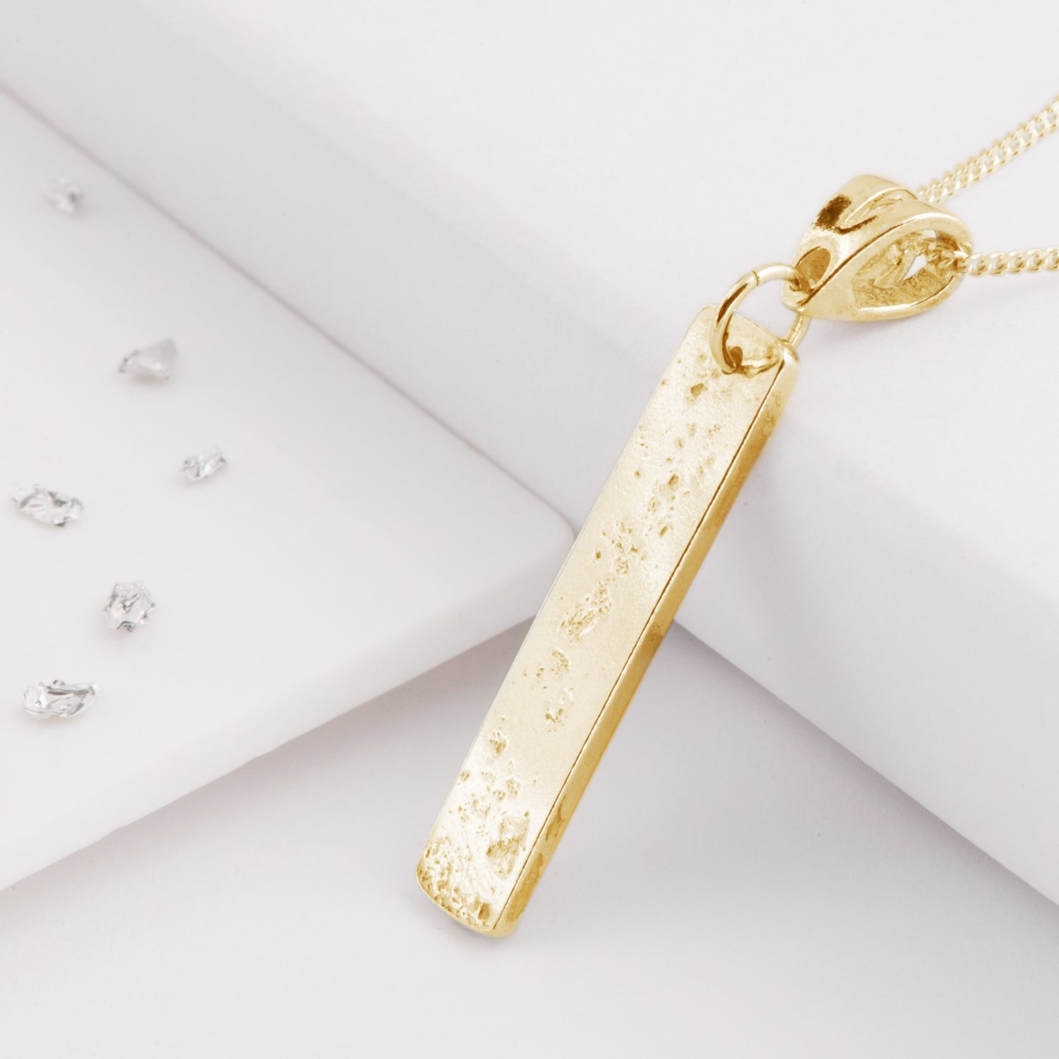 Gold Imprinted Oblong Bar Pendant
