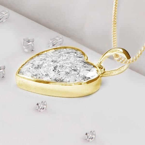 Gold Inlaid Resin Heart Pendant