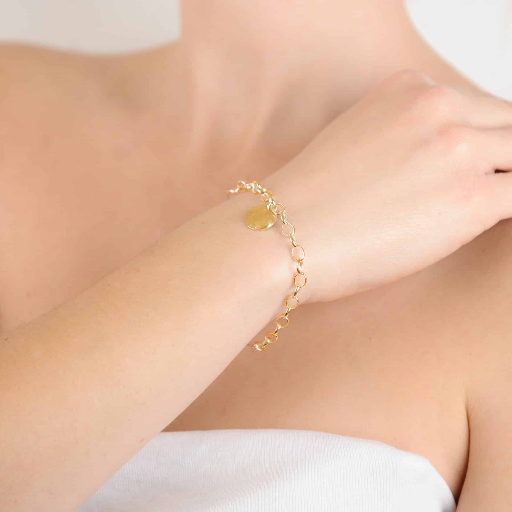 Gold Memorial Disc Bracelet
