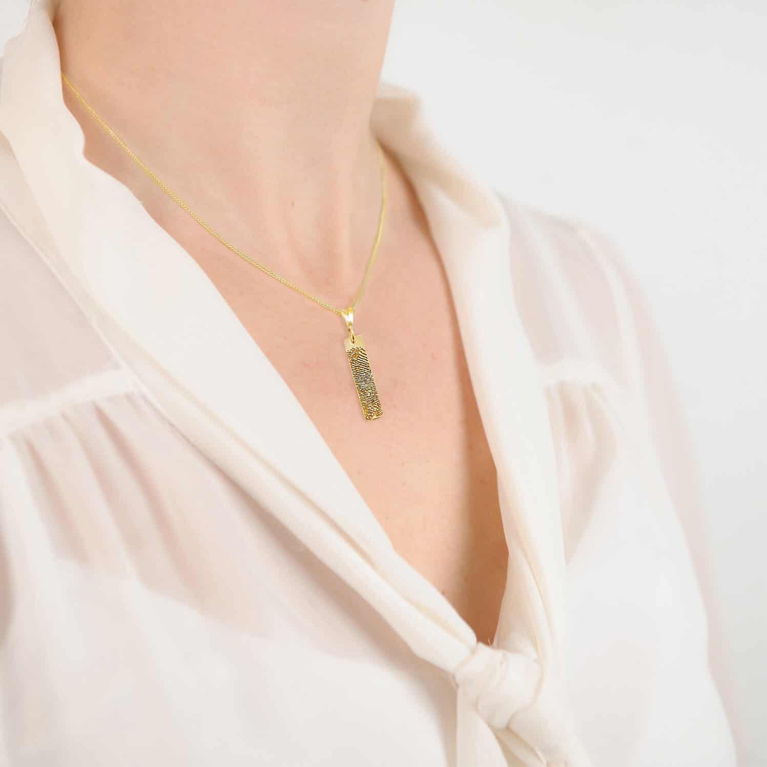 Gold Oblong Fingerprint Pendant