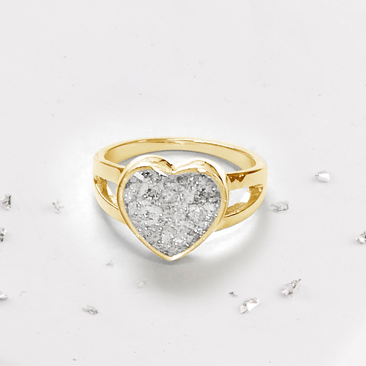 Gold Resin Inlaid Heart Ring