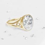 Gold Resin Inlaid Oval Ring