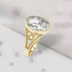 Gold Resin Inlaid Oval Ring