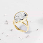 Gold Resin Inlaid Teardrop Ring