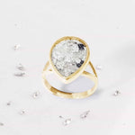 Gold Resin Inlaid Teardrop Ring