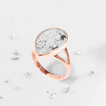 Gold Resin Inlaid Teardrop Ring