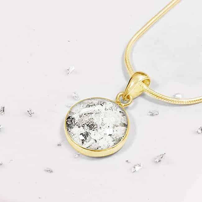 Gold Small Resin Round Inlaid Memorial Pendant