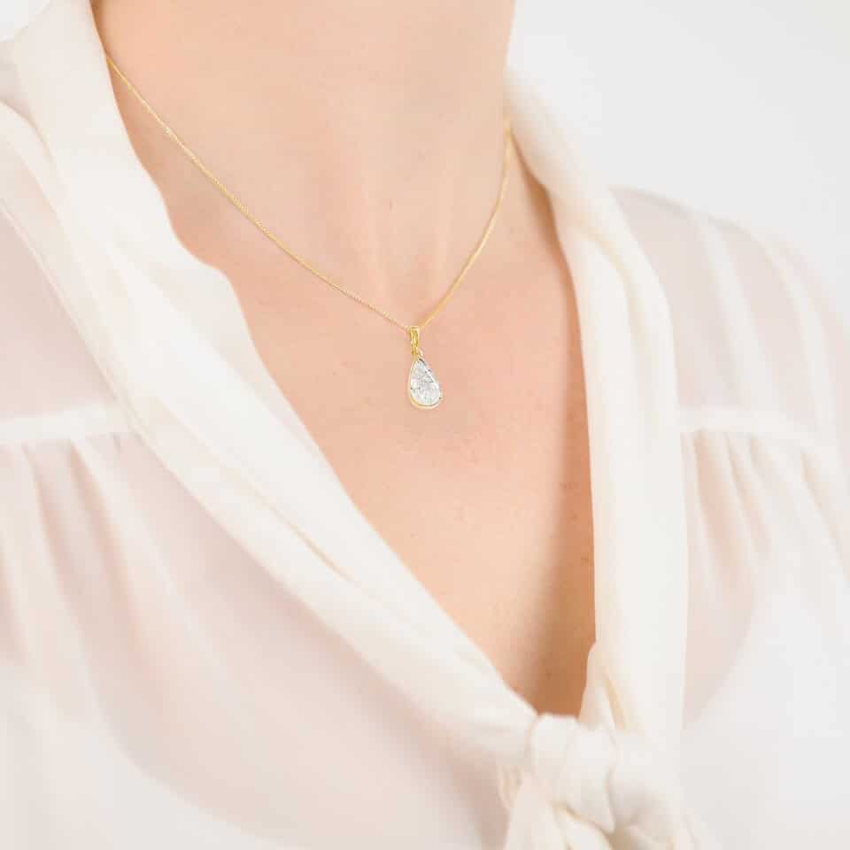 Gold Small Resin Teardrop Inlaid Memorial Pendant
