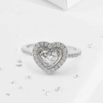 Heart crystal halo ashes or hair inlaid ring