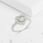Heart crystal halo ashes or hair inlaid ring