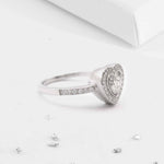 Heart crystal halo ashes or hair inlaid ring