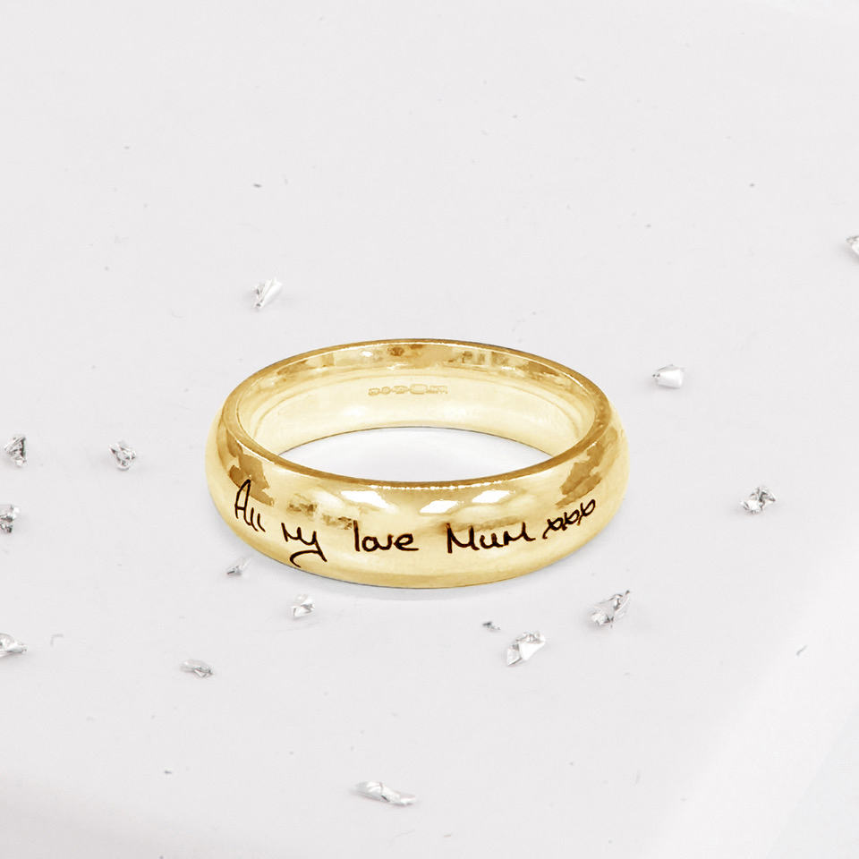 Hidden Gold Ashes Handwriting Ring