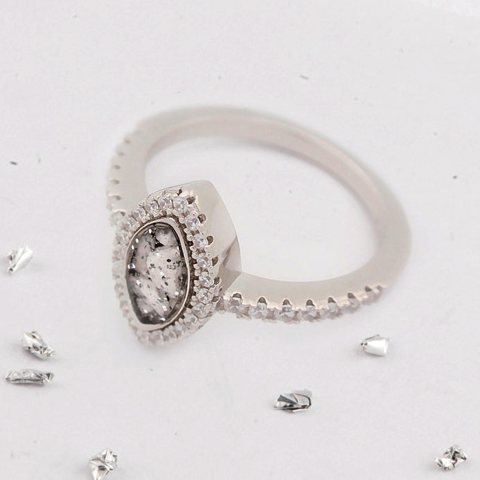 Marquise ashes or hair inlaid Crystal halo ring