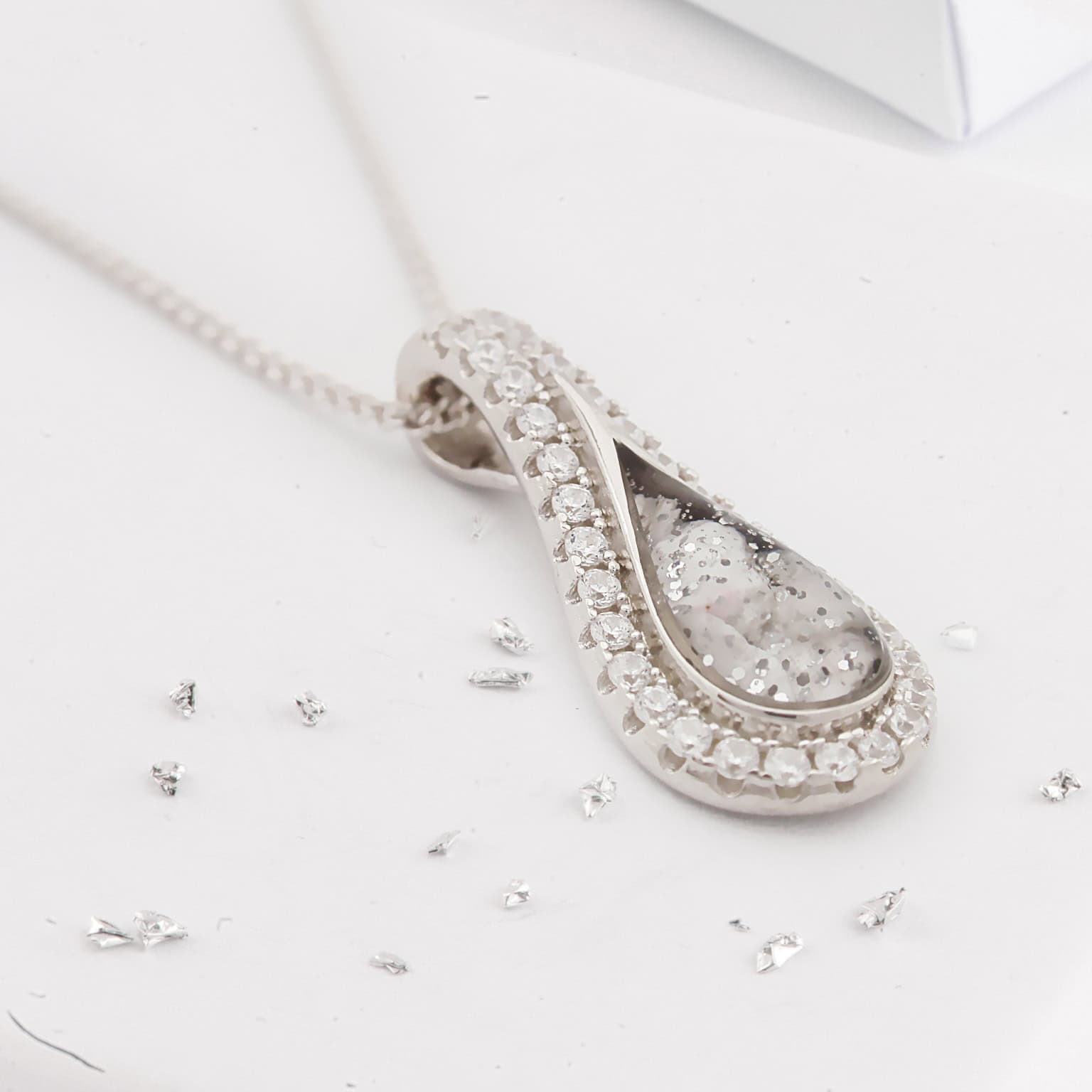 Medium teardrop ashes or hair crystal pendant