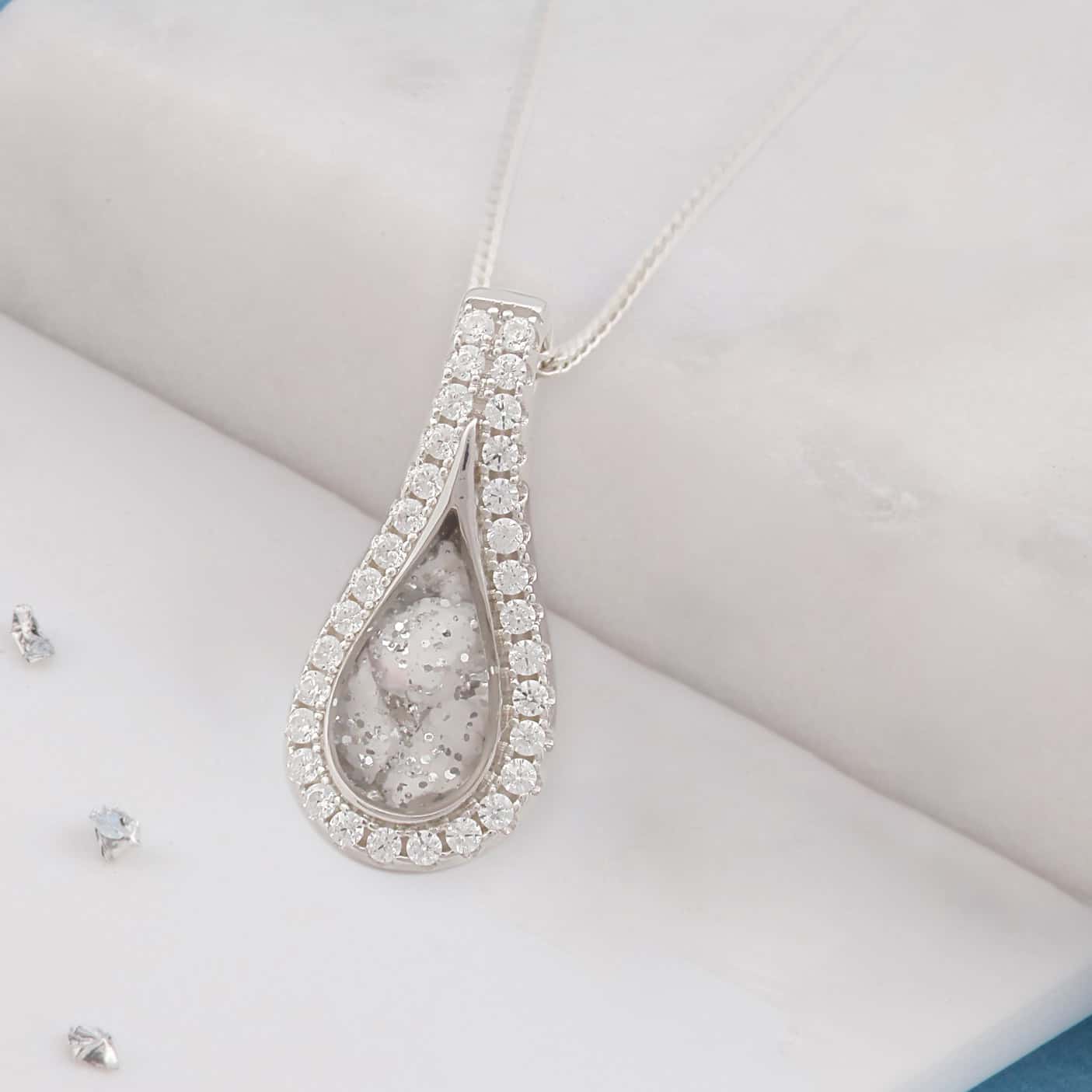 Medium teardrop ashes or hair crystal pendant