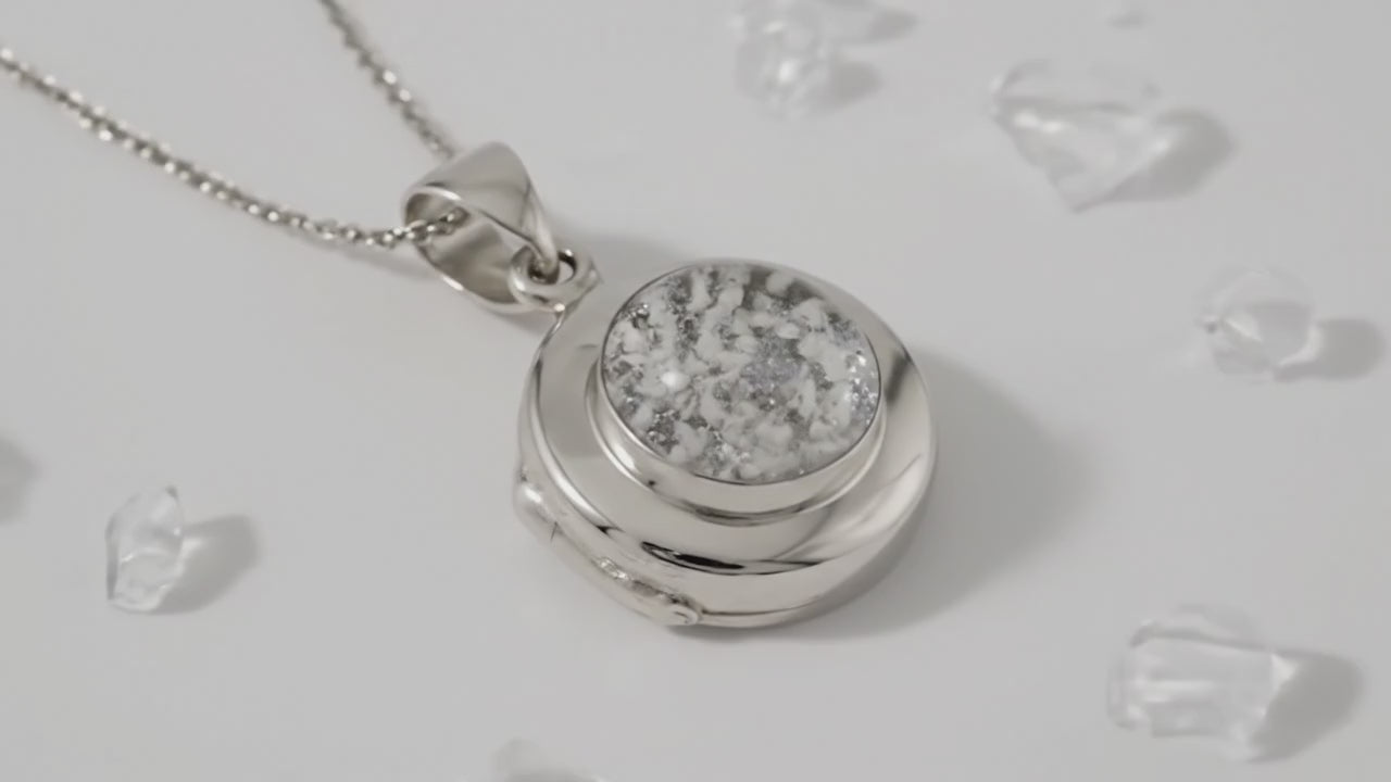 Ashes or hair small round sterling silver locket