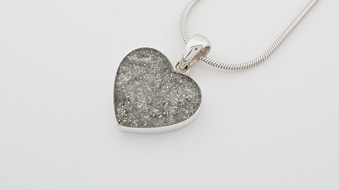 Ashes or Hair Inlaid Resin Heart Pendant