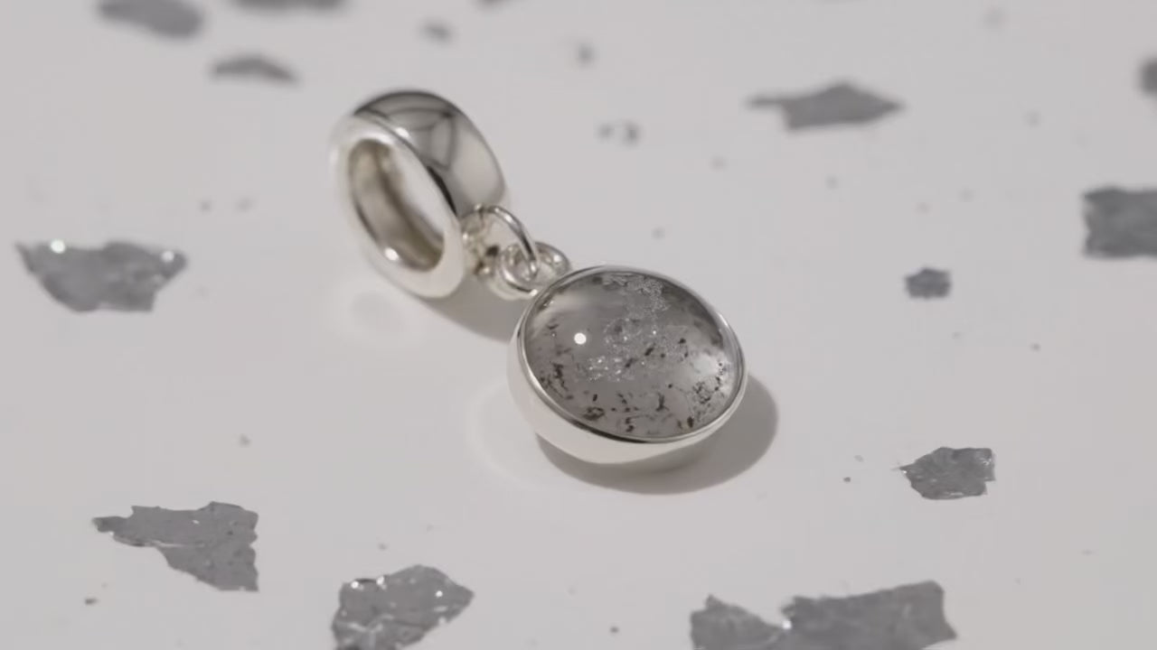 Ashes or Hair Sterling Silver Resin Inlaid Charm