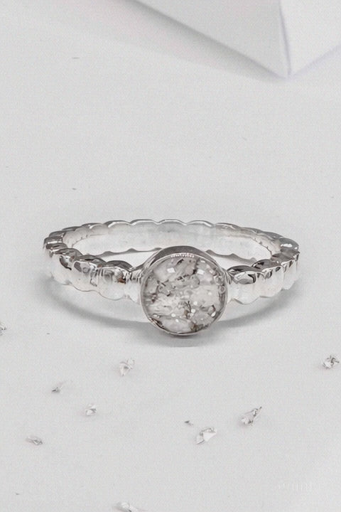Ashes or Hair Resin Gem Inlaid Bobble Silver Ring