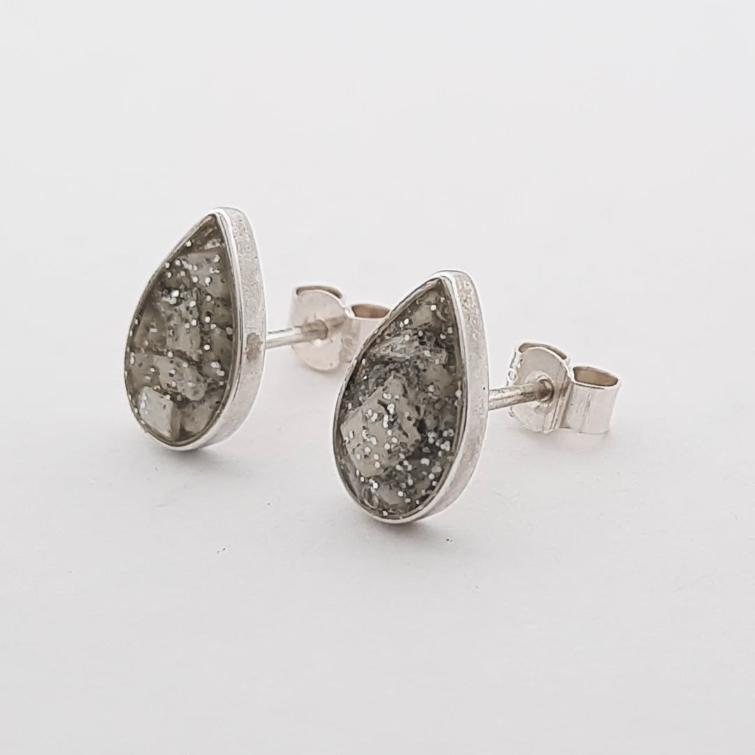 Ashes or Hair Resin Inlaid Teardrop Stud Earrings