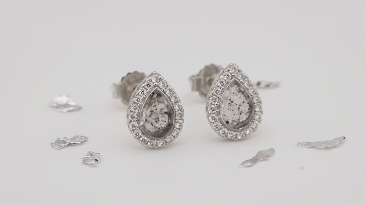 Ashes or hair small teardrop crystal stud earrings