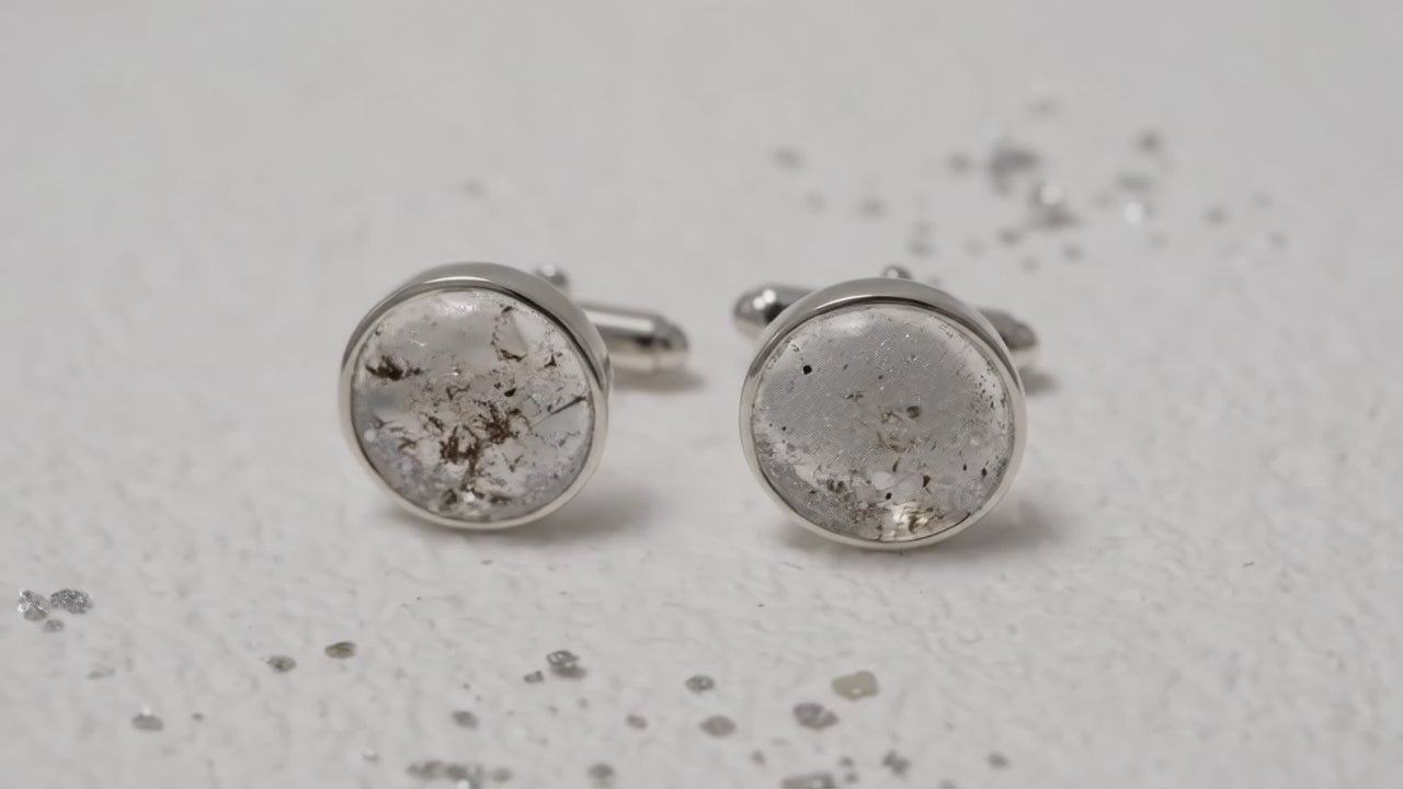 Ashes Or Hair Encapsulated Round Resin Cufflinks