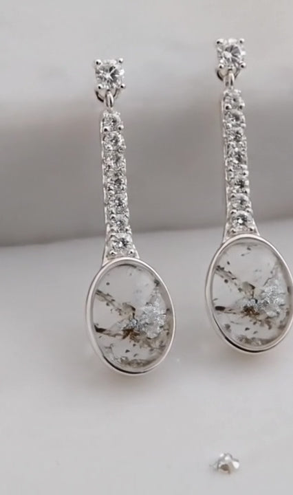 Ashes or hair crystal drop earrings