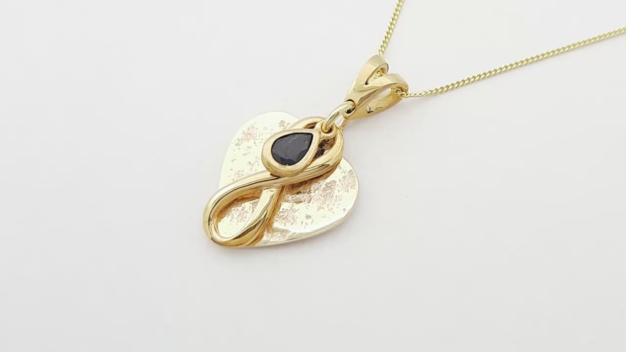 Ashes or Hair Imprinted Teardrop Birthstone Heart Pendant