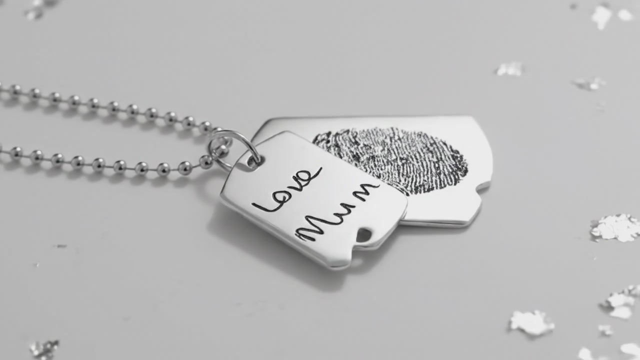 Fingerprint Double Dog Tag Necklace And Chain