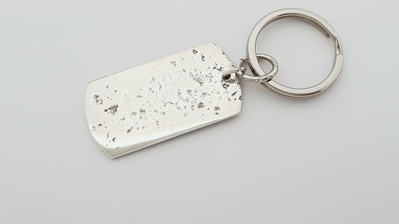 Ashes or Hair Imprinted Sterling Silver Keyring