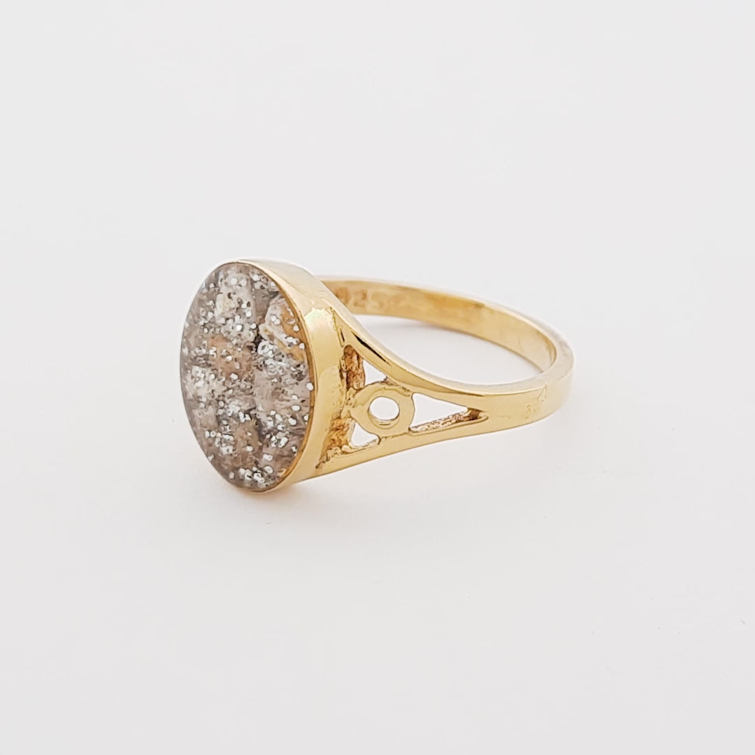 Gold Resin Inlaid Oval Ring