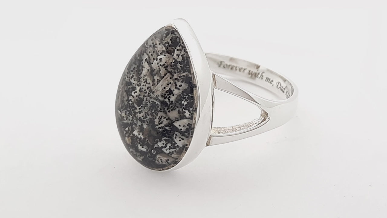 Ashes or Hair Resin Inlaid Teardrop Ring