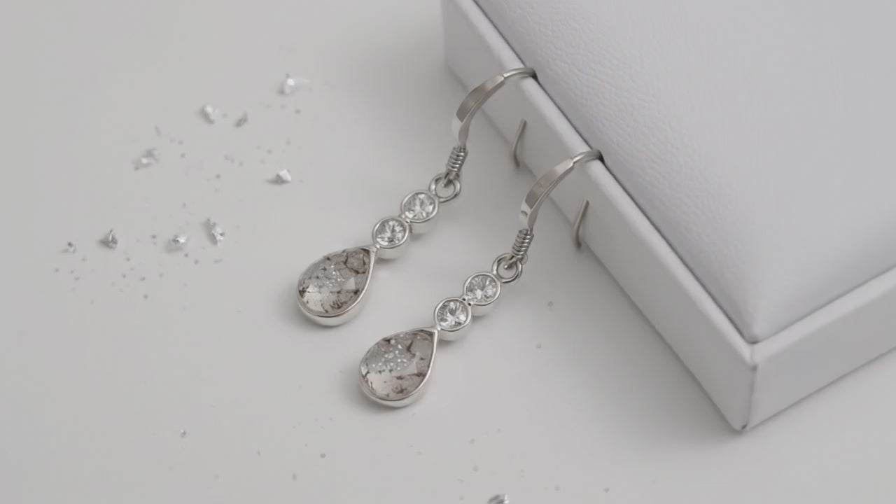 Ashes or hair crystal teardrop earrings