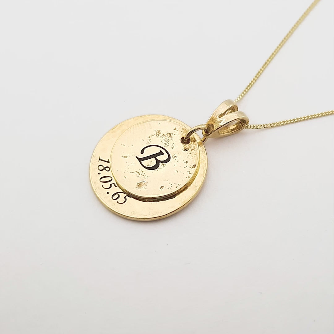 Gold Imprinted Initial & Message Pendant