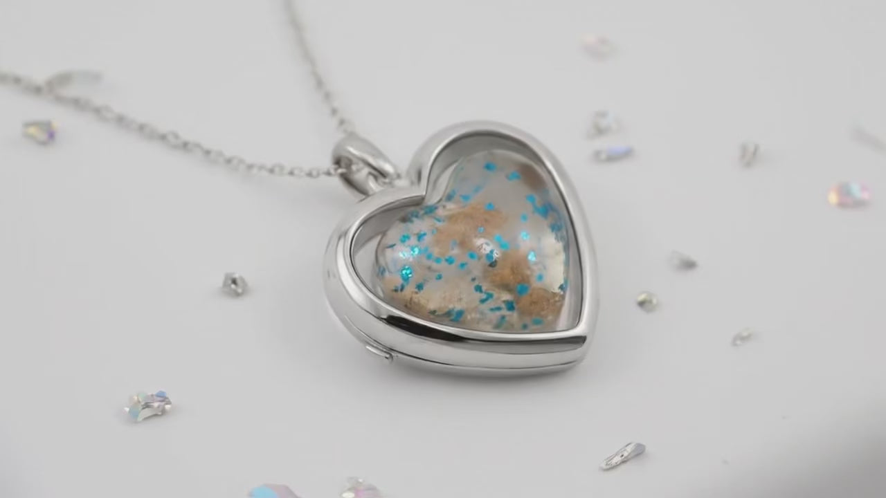 Ashes or Hair Round Glass Locket With Memorial Bead