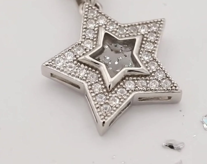 Ashes or hair inlaid Crystal Star pendant
