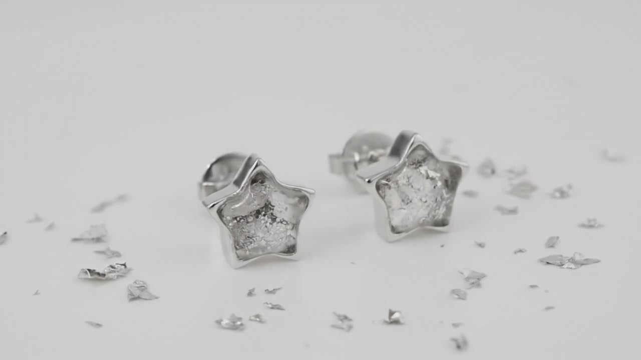 Ashes or Hair Resin Inlaid Star Stud Earrings